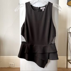 Chelsea28 black textured top with lace cut out from Nordstrom